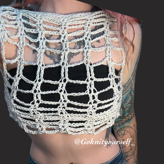 Distressed Crochet Top - Tank or LongSleeve - any color/size