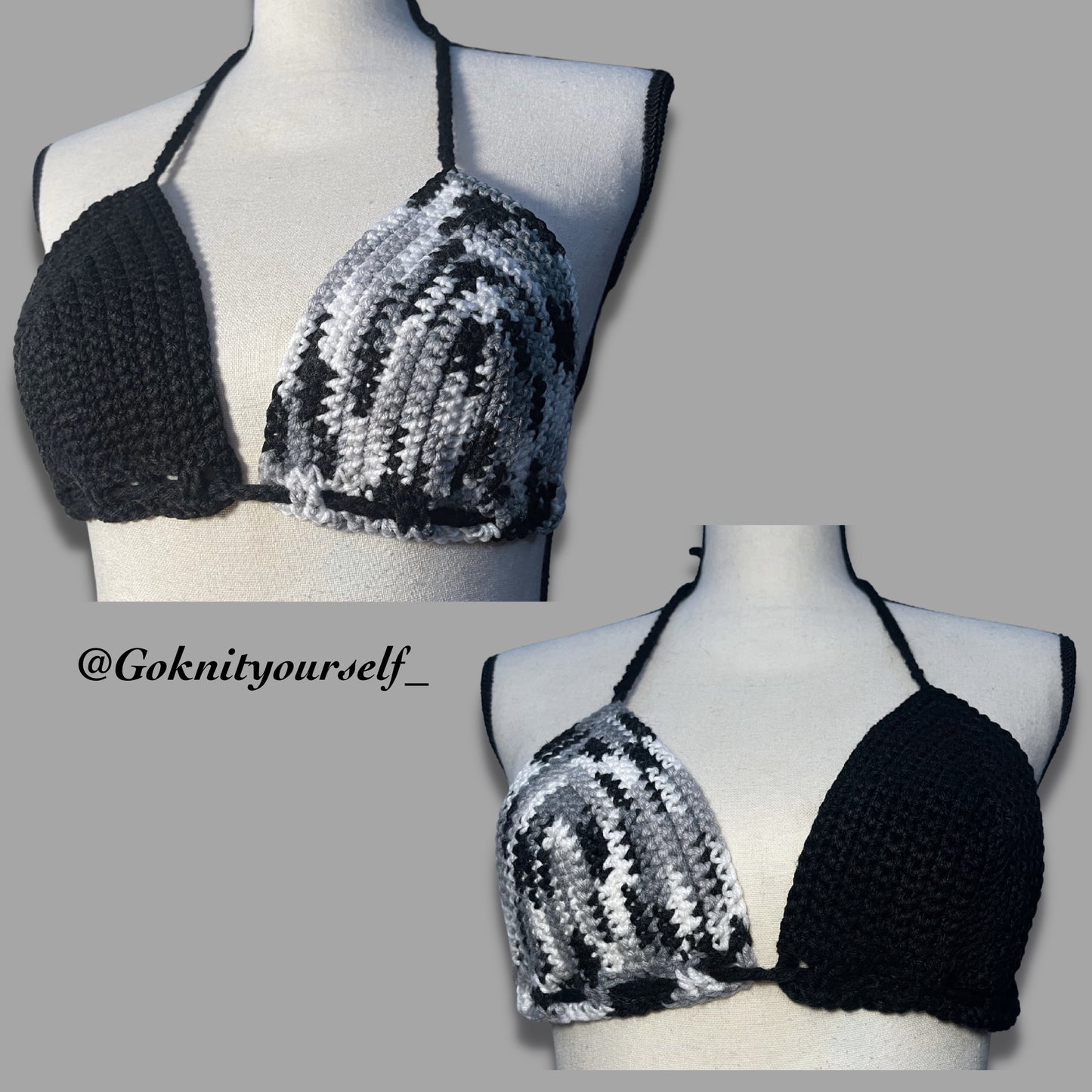 Custom Grungy Bralette 2 In 1 Mix & Match - any size
