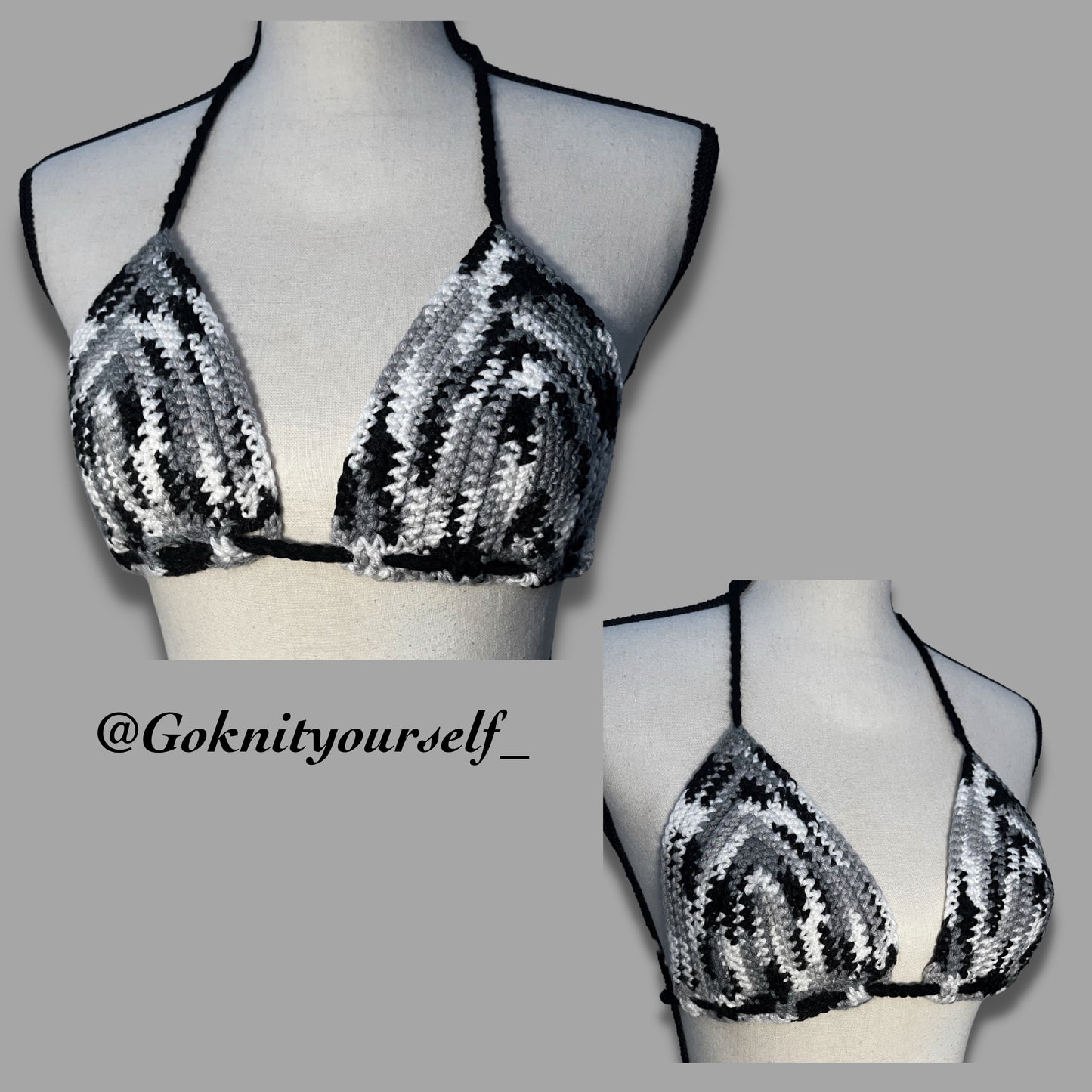 Custom Grungy Bralette 2 In 1 Mix & Match - any size