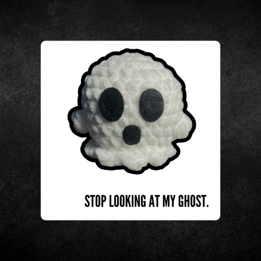 Stop Looking - Crochet Ghost - Sticker