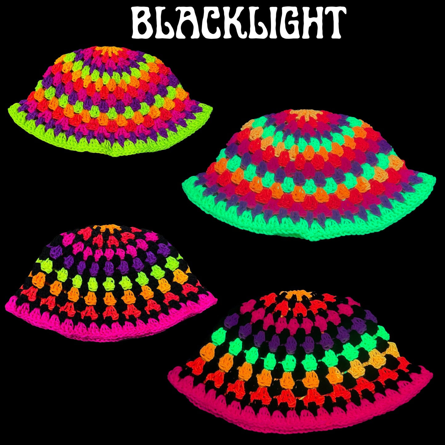 Bright Stripes Bucket Hats (Black Light Approved)