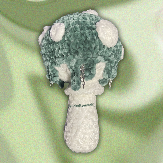 Rave Mushroom Rattle -  Velvet Green +drips