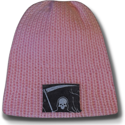 Discounted - Grim Reaper Patch Beanie - Pink