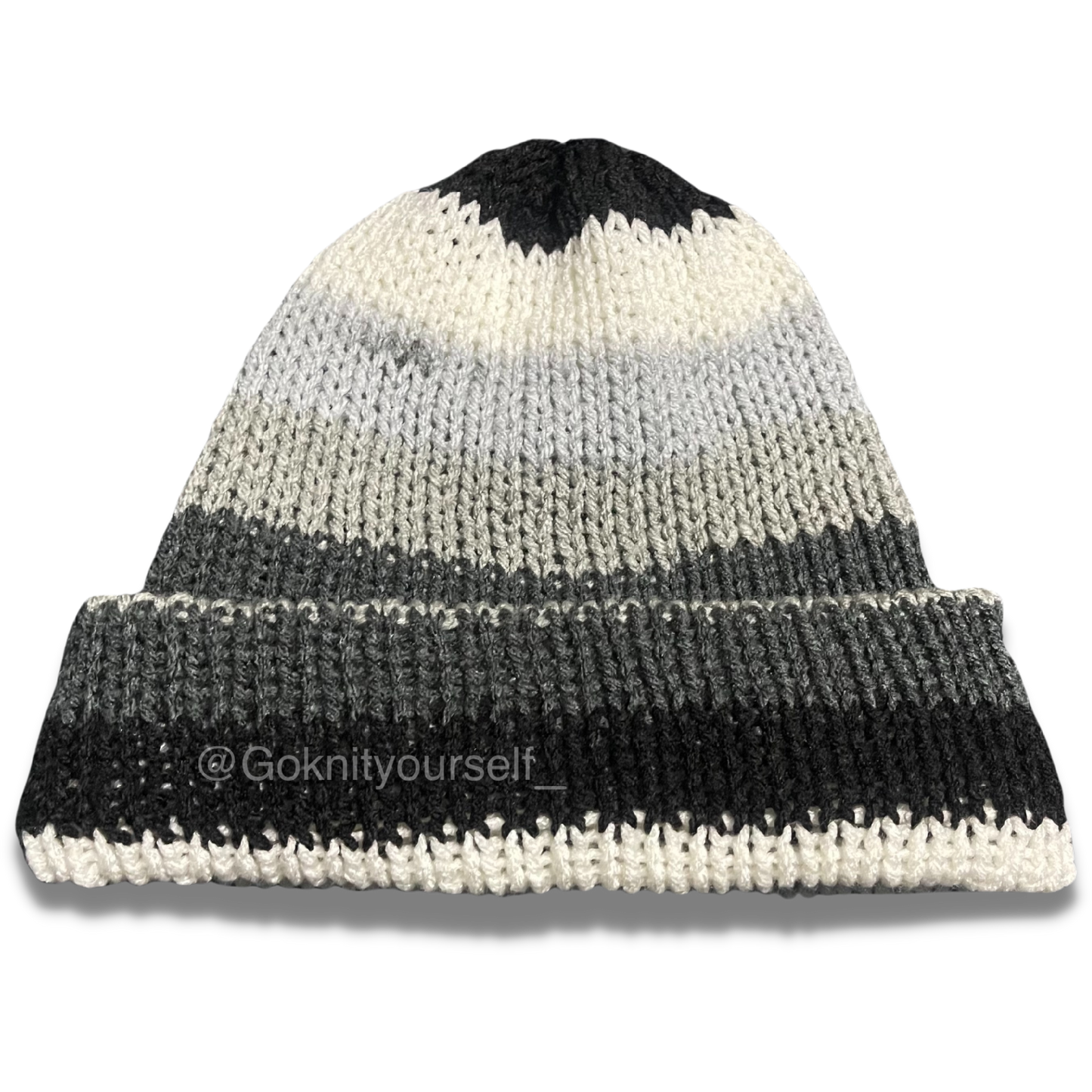 Discounted - Black/White/Grey Stripe Beanie